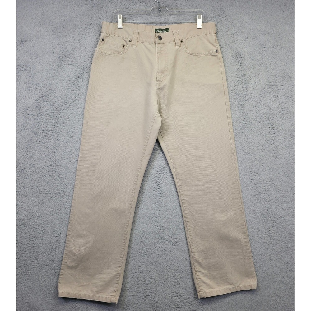 Eddie Bauer Pants Mens 34x30 Beige Straight Leg Canvas Outdoor Utility Workwear
